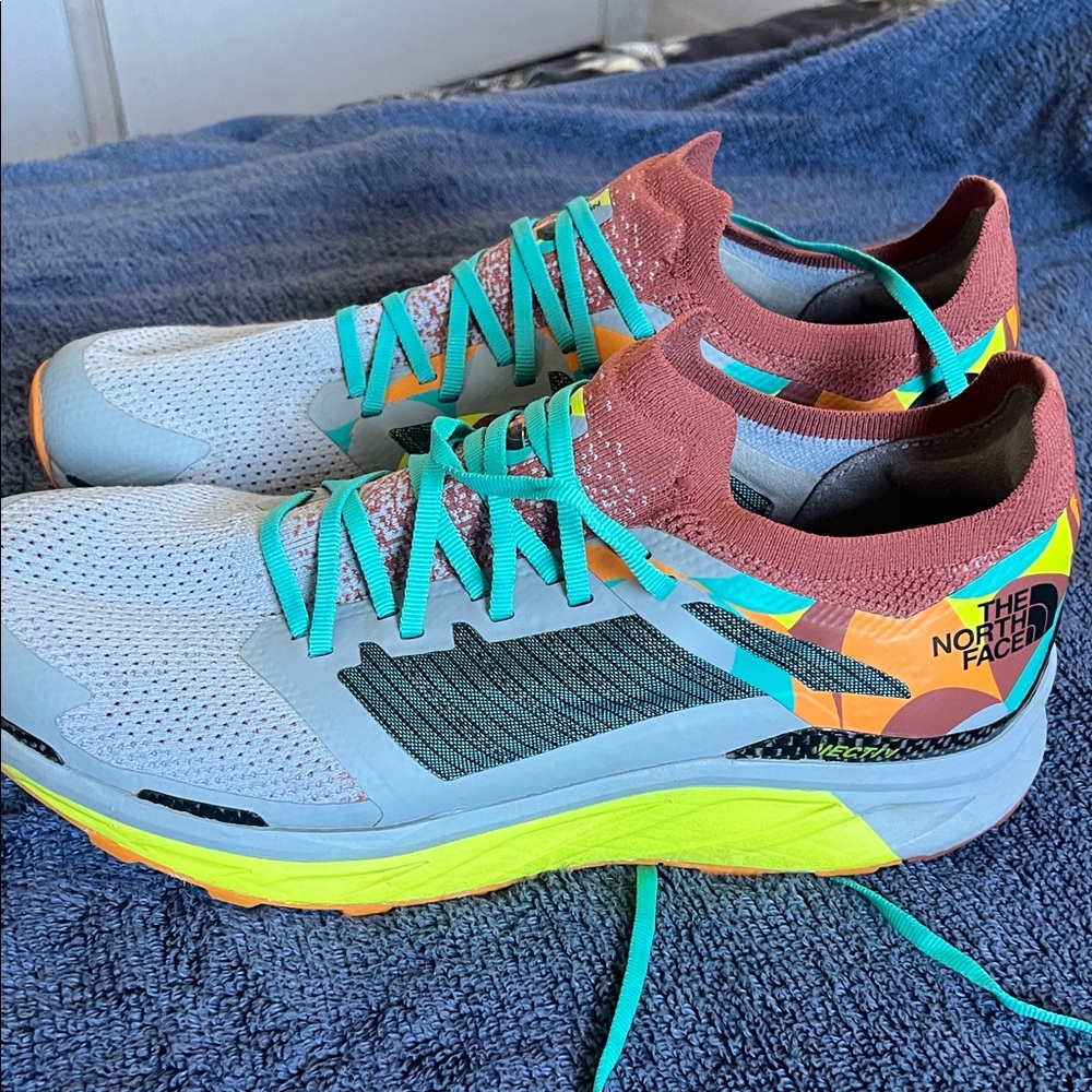 The North Face Teal and Orange Athletic Shoes